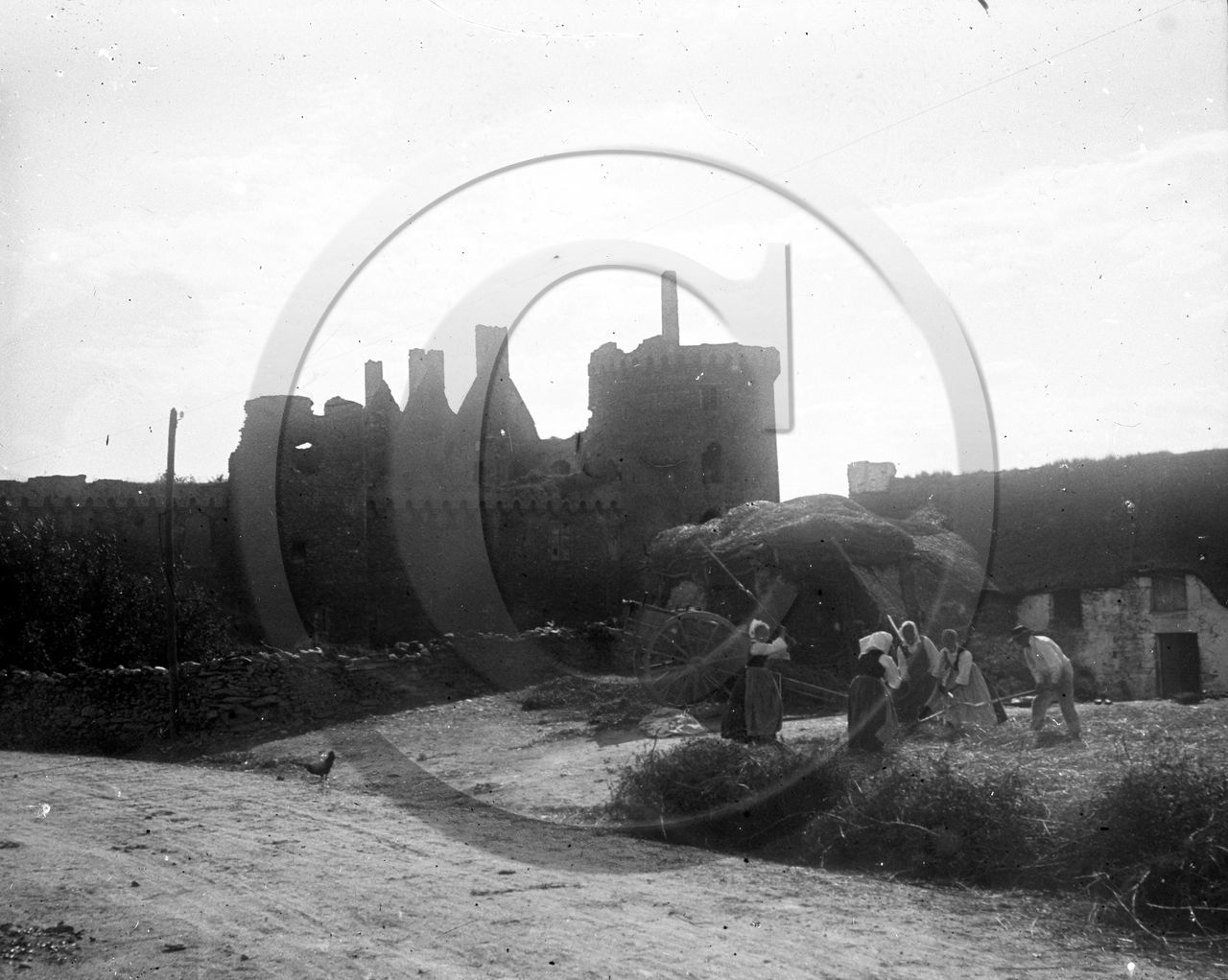 vi  1929 suscinio scene agricole dans village en arriere chateau de suscinio  dpt 56  .jpg